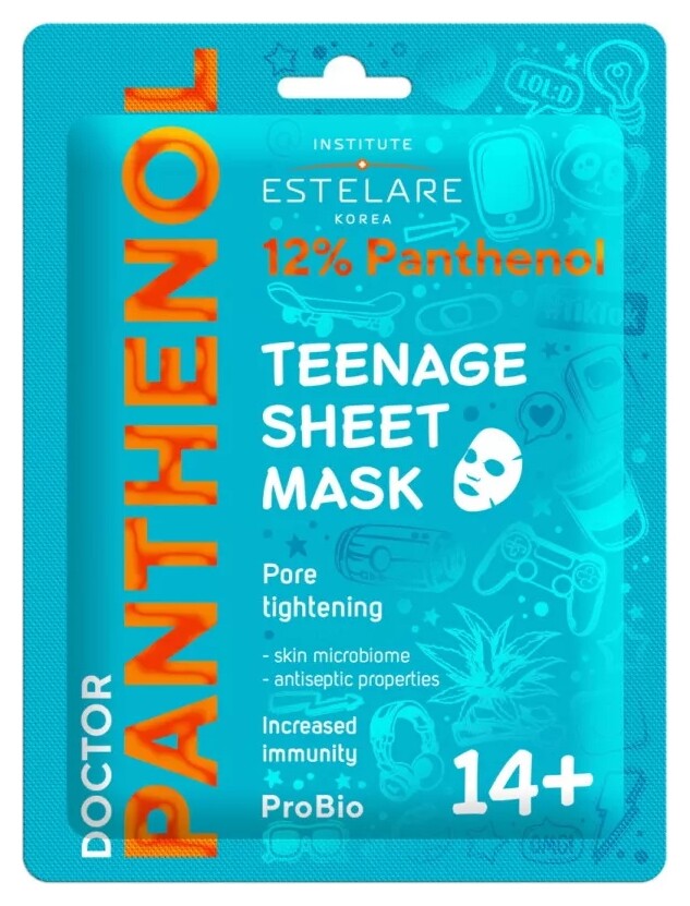 Маска для проблемной кожи лица в пубертатный период 14+ тканевая Teenage Sheet Mask Estelare Doctor Pantenol