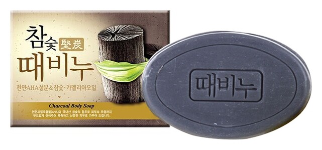 Мыло-скраб отшелушивающее и глубоко очищающее с древесным углём Hardwood Charcoal Scrub Body Soap  Mukunghwa