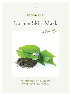 Тканевая маска для лица с экстрактом зеленого чая Nature Skin Mask Green Tea FoodaHolic