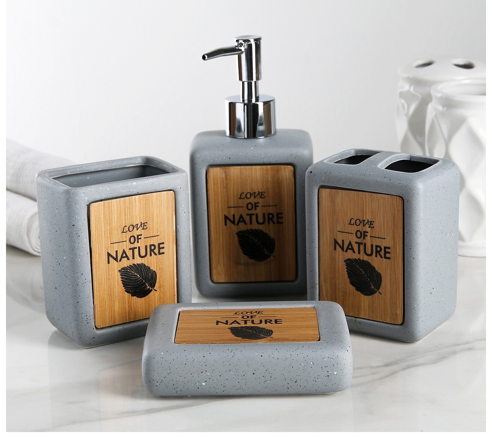 Набор аксессуаров для ванной комнаты 4 предмета Natural  