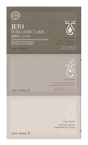 3х шаговая полоска для удаления черных точек "Jeju Volcanic Lava 3-Step Blackhead Remover Nose Strip" The face shop