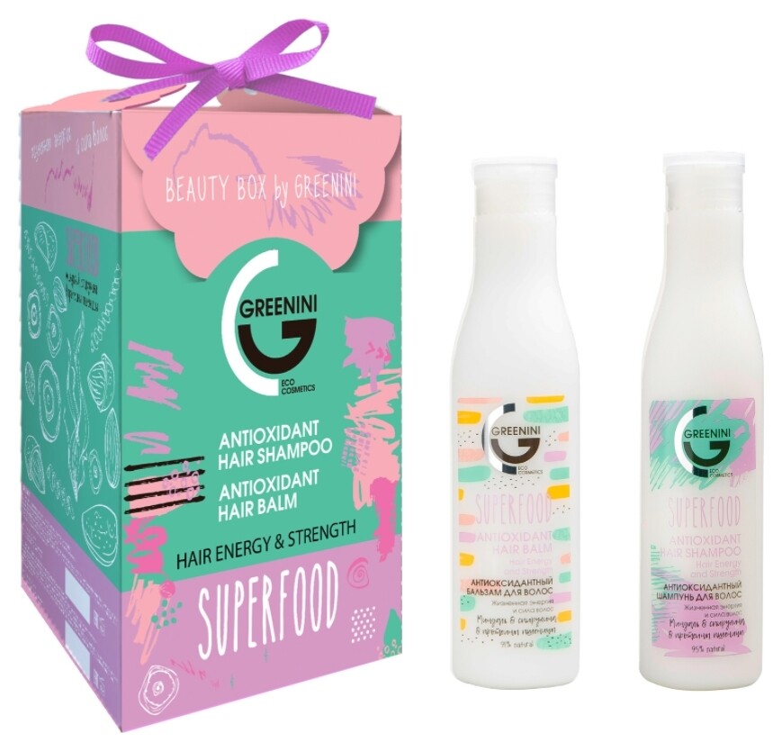Подарочный набор Антиоксидантный шампунь + антиоксидантный бальзам  Greenini