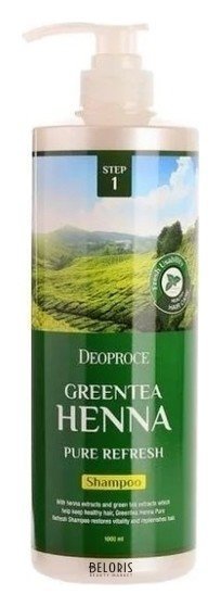 Шампунь для волос с зеленым чаем и хной Green Tea Henna Pure Refresh Shampoo DEOPROCE