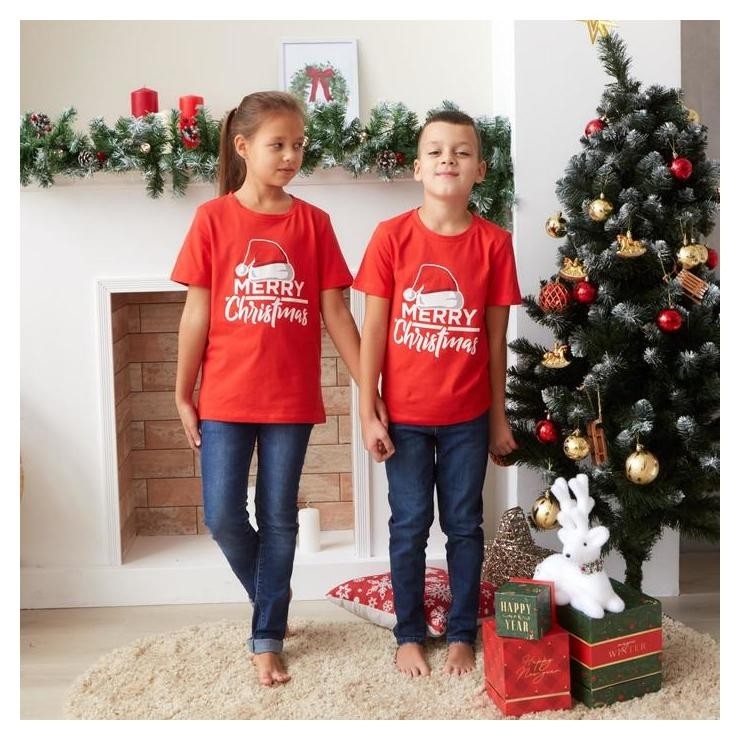 

Футболка детская Kaftan "Merry Christmas" р. (98-104, Красный