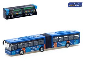 Автобус металлический «Городской транспорт», инерционный, масштаб 1:64, цвет синий Автоград