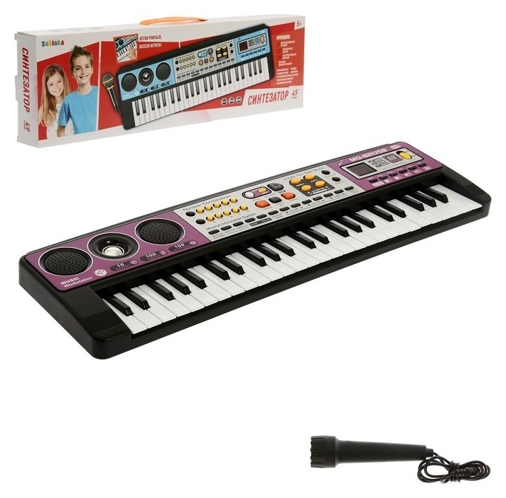 Синтезатор «Музыкальный взрыв», 49 клавиш, C Usb, работает от батареек  Zabiaka