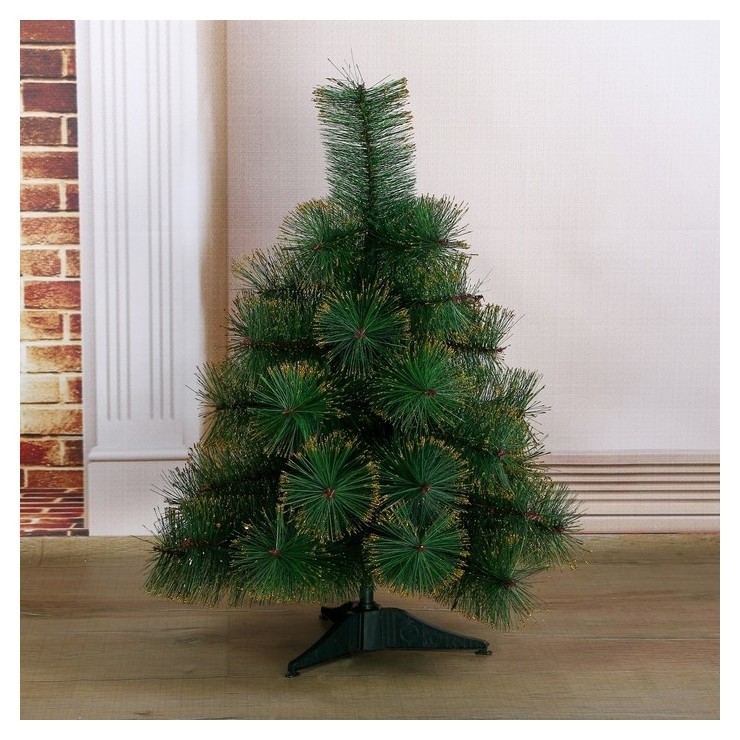 

Кедр золото 60 см, D иголок 10 см, D нижнего яруса 48 см, 35 веток, пласт подставка