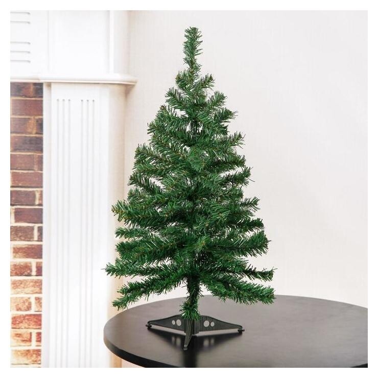 Ёлка простая 60 см, D нижнего яруса 30 см, D иголок 6 см, 60 веток, пласт подставка  Зимнее волшебство