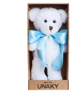 Мягкая игрушка Медведица сильва, с голубым атласным бантом, 33 см Unaky Soft toy