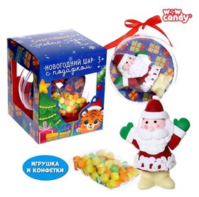 Новогодний шар «Дед мороз», игрушка с конфетами WOW Candy