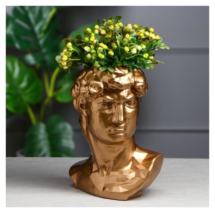 Органайзер-кашпо "Голова давида", золотистый, 26 см Premium Gips