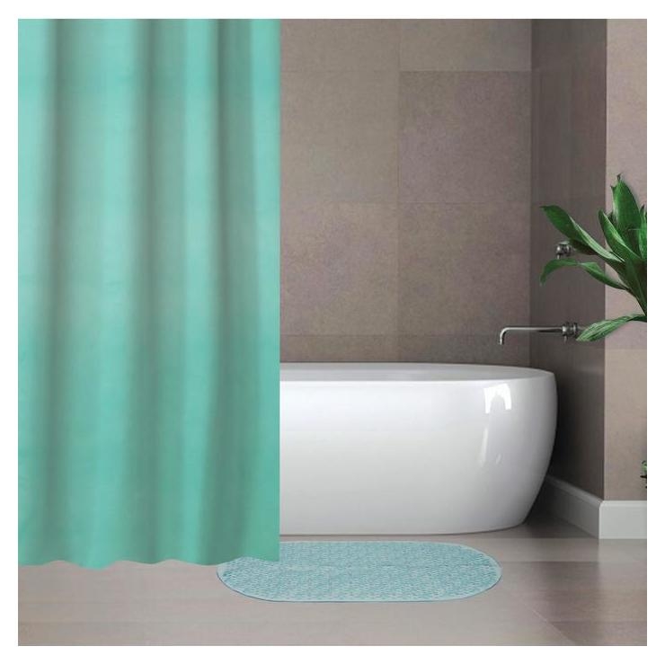 Набор для ванной Savanna «Селест»: штора 180×180 см, ковёр 38×69 см, цвет морской волны