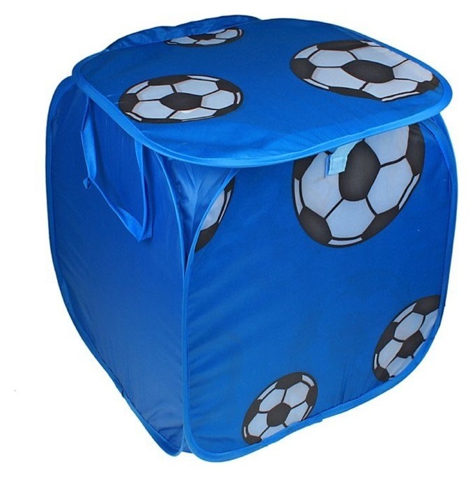 Корзина для игрушек «Футбол» с ручками и крышкой, цвет синий