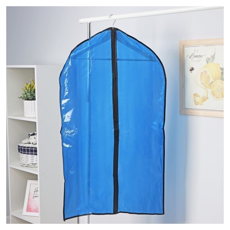 Чехол для одежды 60×100 см, PE, цвет синий прозрачный  Доляна