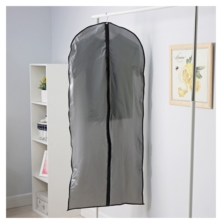 Чехол для одежды 61×137 см, плотный, Peva, цвет серый  Доляна