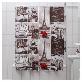 Штора для ванной комнаты доляна «Париж ретро», 180×180 см, Eva, цвет белый Доляна