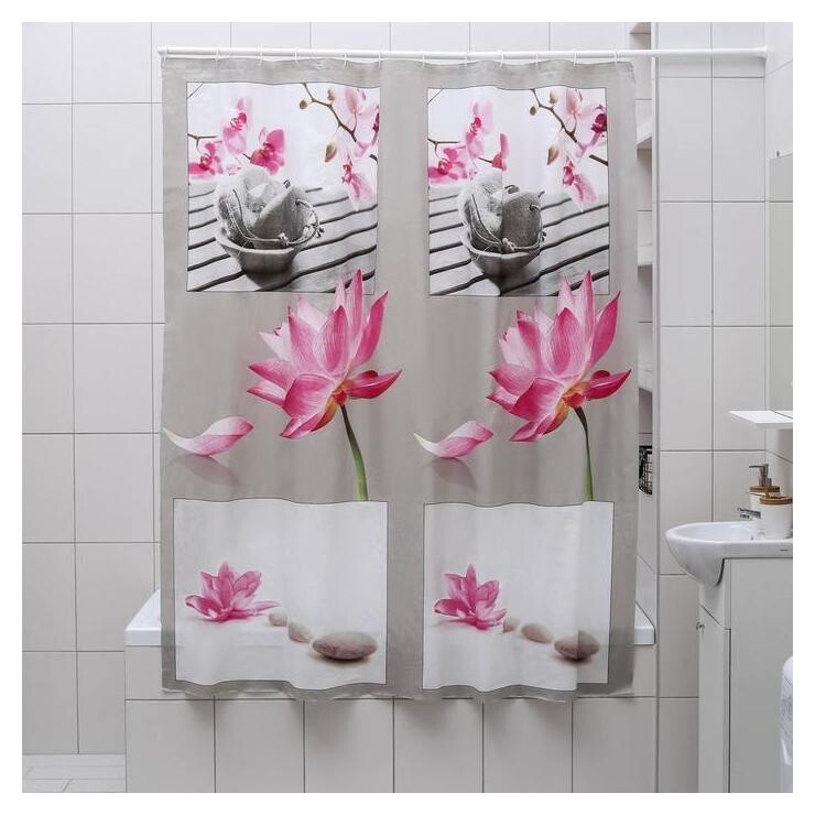 Штора для ванной комнаты доляна «Медитация», 180×180 см, Eva, цвет белый  Доляна