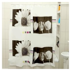 Штора для ванной комнаты доляна «Белые цветы», 180×180 см, EVA Доляна