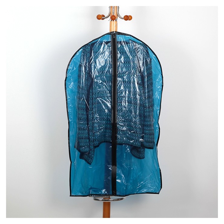 Чехол для одежды доляна, 60×90 см, полиэтилен, цвет синий