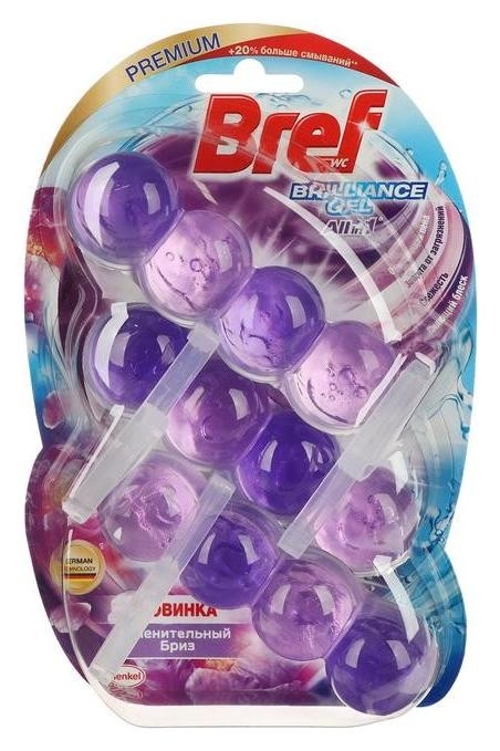 

Освежитель для унитаза Bref Brilliance Gel пленительный бриз 3 * 42 г * 9