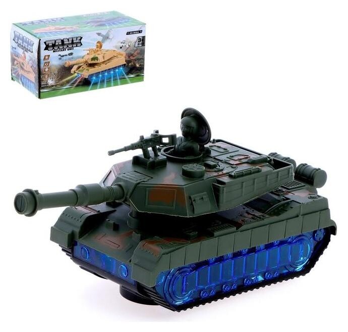 Танк «Победа», работает от батареек, свет и звук, цвет зелёный  