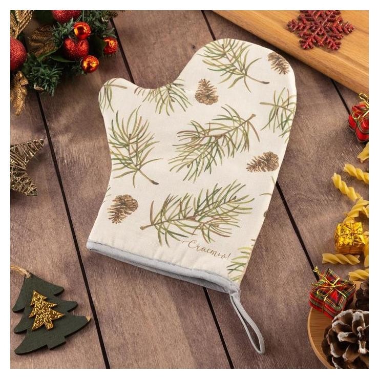

Варежка-прихватка Christmas Tree 20х28см, саржа, 100% х/л, ватин 250г/м2, Бежевый