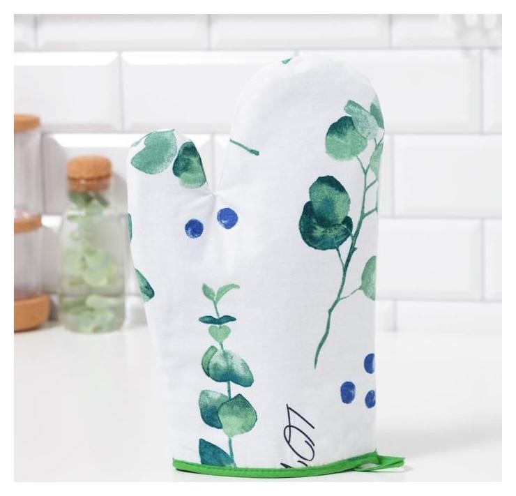 

Варежка-прихватка "Этель" Eucalyptus 20х27см,100%хл, саржа 190 гр/м2, Белый