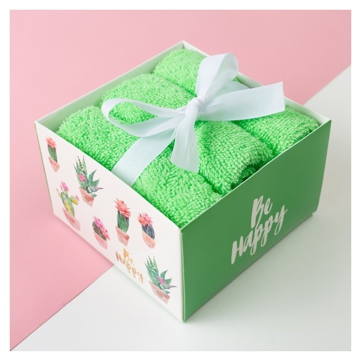 

Набор махровых салфеток «Be Happy» 30х30 см -3 шт