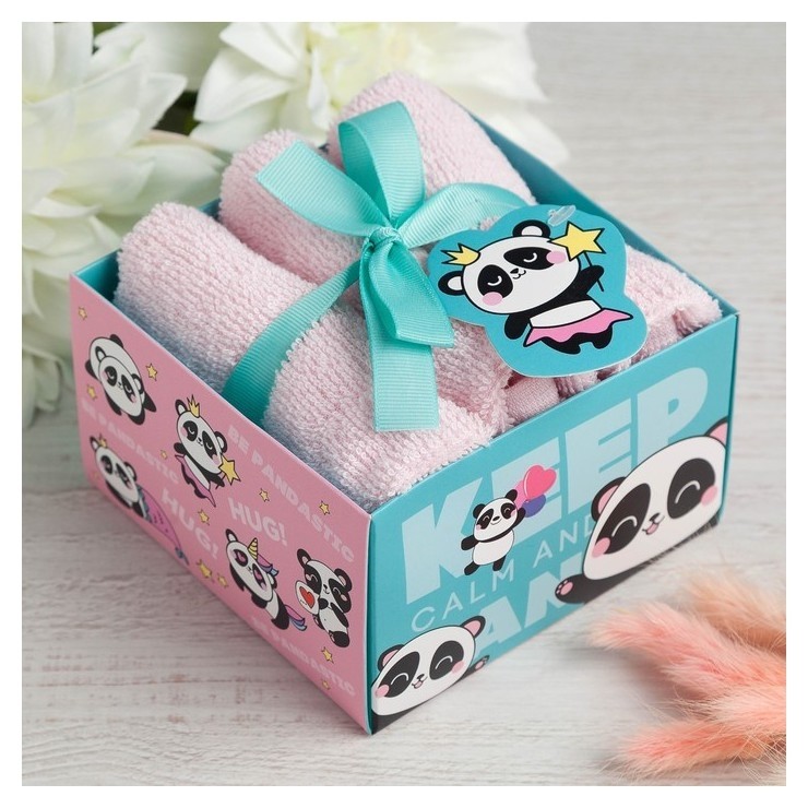 

Набор махровых полотенец "Panda" 30х30 см - 3 шт, хлопок 340гр/м2