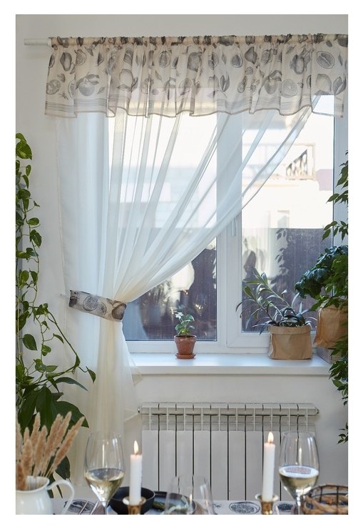 

Тюль с подхватом и ламбрекеном "Healthy Life" 250х200см, 100% п/э, вуаль