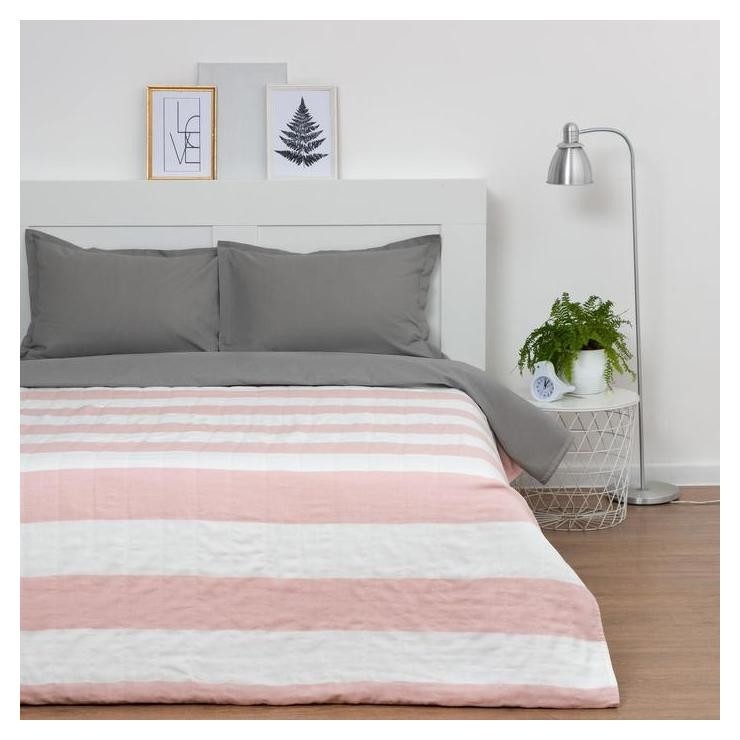 

Покрывало хлопковое этель «Полоса розовая» 230х200 см