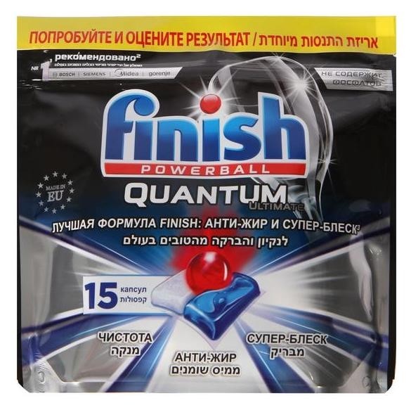 

Finish Ultimate капсулы для посудомоечных машин 15 шт дойпак
