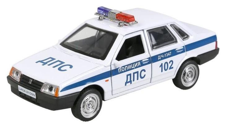 Машина металлическая Lada-21099 «Спутник полиция», 12 см, открываются двери и багажник, цвет белый