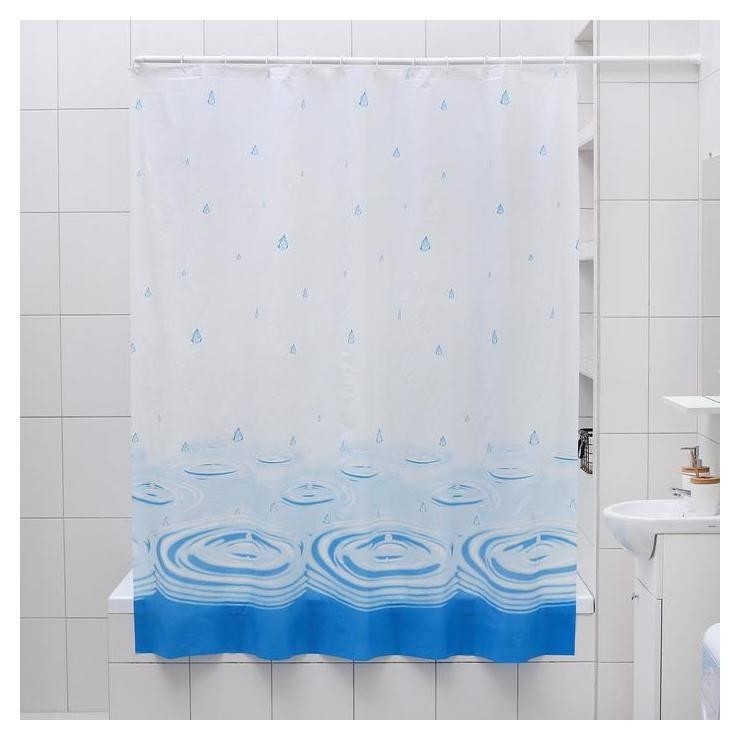 Штора для ванной комнаты доляна Капли дождя, 180×180 см, EVA