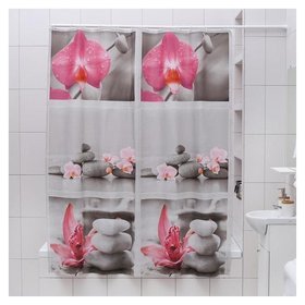 Штора для ванной комнаты доляна «Камни и орхидея», 180×180 см, EVA Доляна