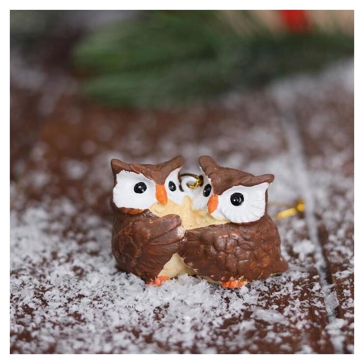 Украшение ёлочное "Влюблённые совушки" 5х3,5 см  Зимнее волшебство