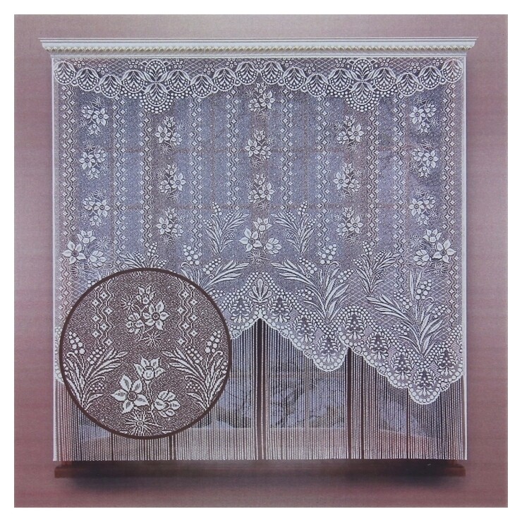 Штора кухонная 170х175 см, белый, 100% п/э, без шторной ленты  Лента