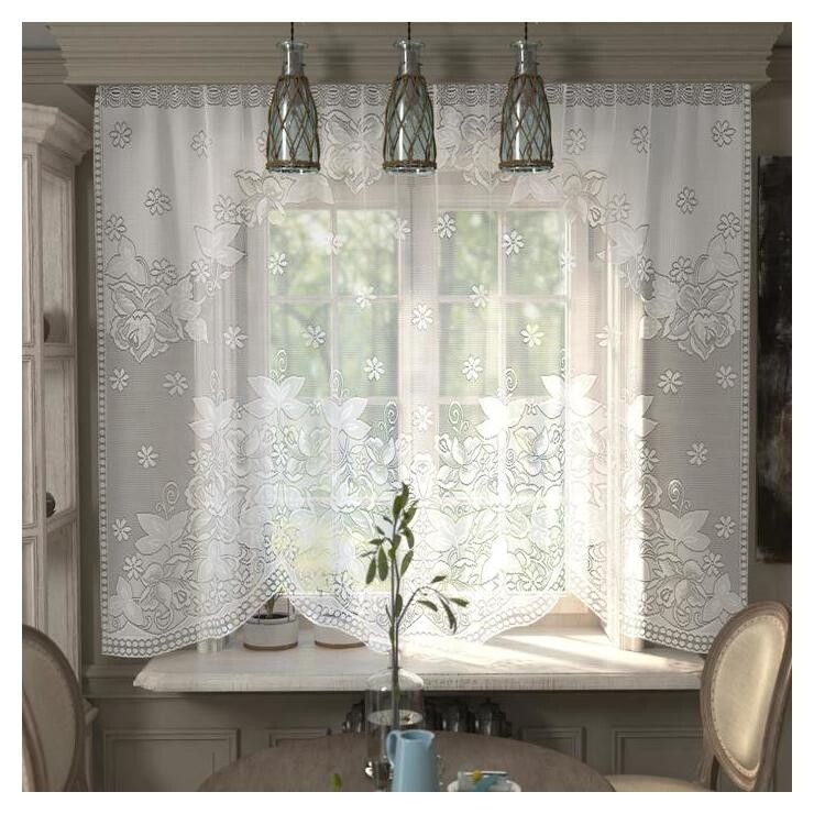 Штора кухонная со шторной лентой, ширина 285 см, высота 167 см, цвет белый  Лента