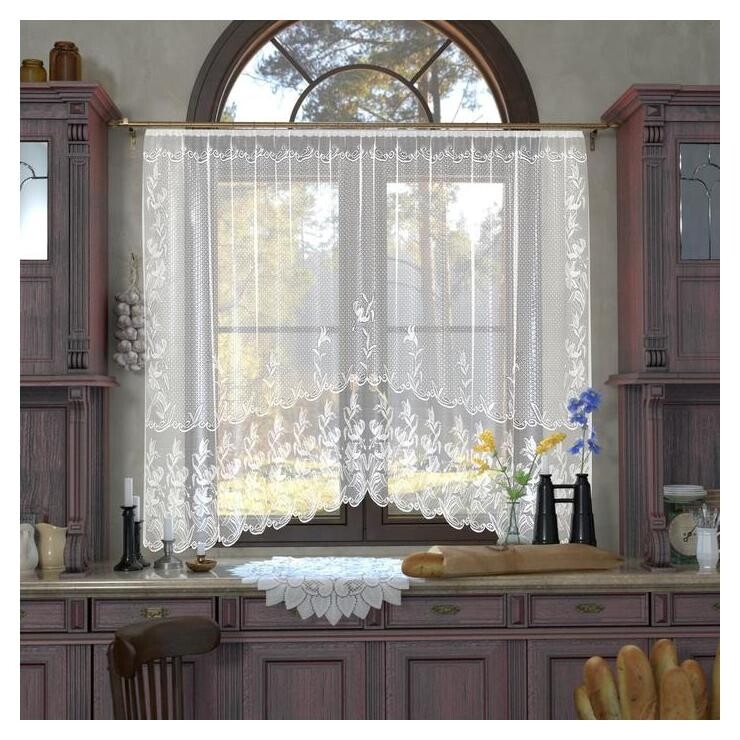 Штора кухонная со шторной лентой, ширина 245 см, высота 165 см, цвет ванильный  Лента