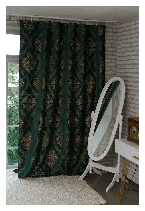 Штора портьерная этель «Версаль» 160×270 см, цвет зелёный, 100% п/э  Этель