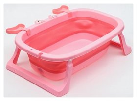 Ванночка детская складная со сливом, «Краб», 67 см., цвет розовый 