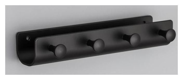 Вешалка на 4 крючка «Став», 22×4×3,5 см, цвет чёрный