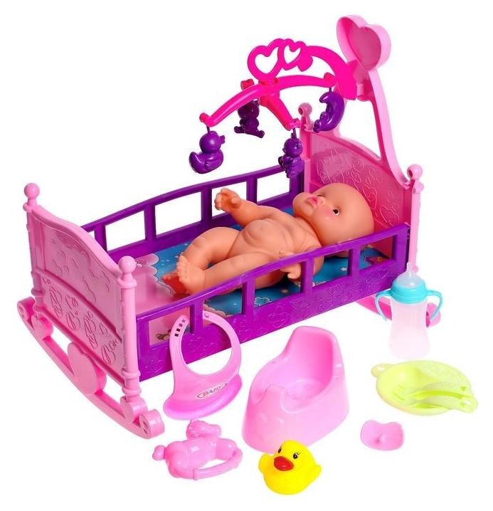 Кровать с пупсом, с аксессуарами  