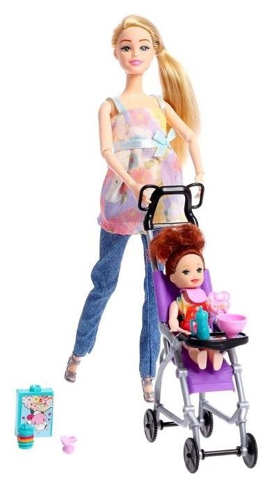 Кукла модель шарнирная «София» с малышом, коляской и аксессуарами