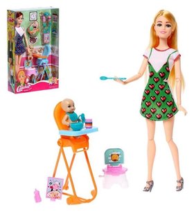 Кукла модель шарнирная «Анна» с малышом и аксессуарами 