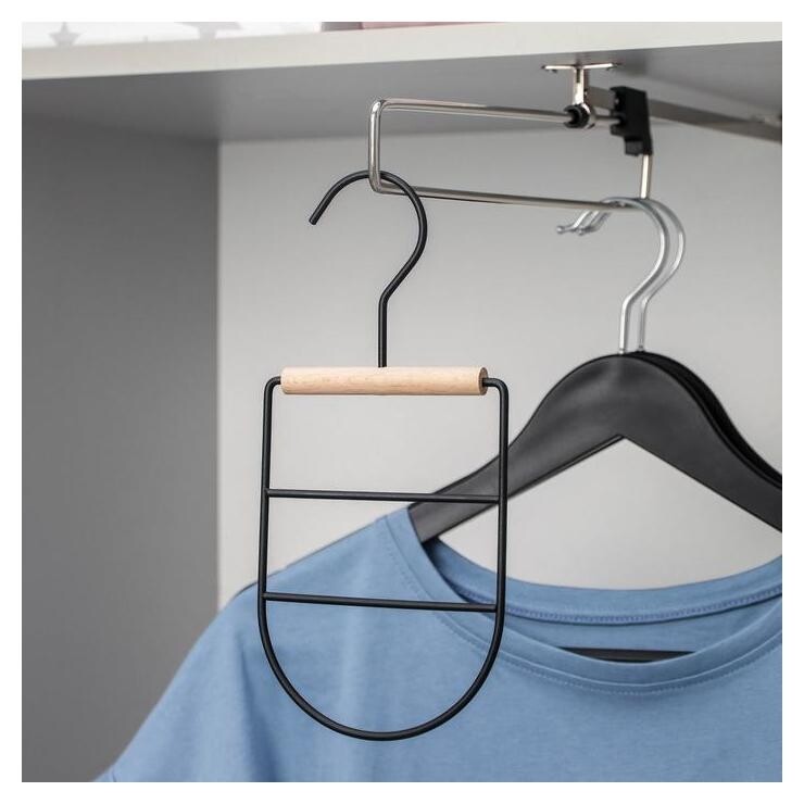 Вешалка для ремней и шарфов Savanna Wood, 11,3×24×1,1 см, цвет чёрный  Savanna