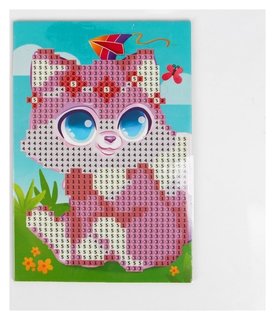 Алмазная мозаика для детей «Милый котик», 10 х 15 см. набор для творчества Школа талантов