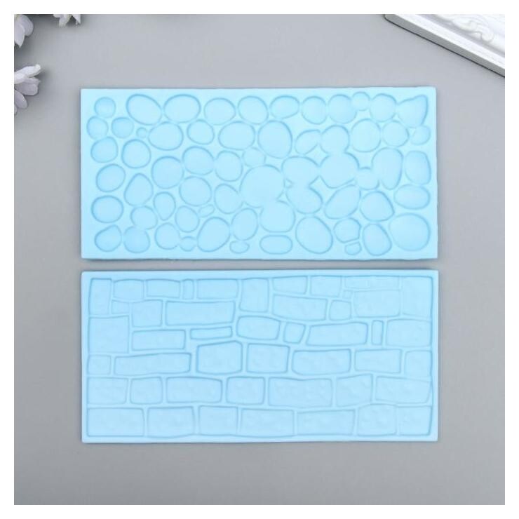 Бордюрный трафарет пластик Камень круглый+прямоугольный набор 2шт 14,5х6,8 см NNB