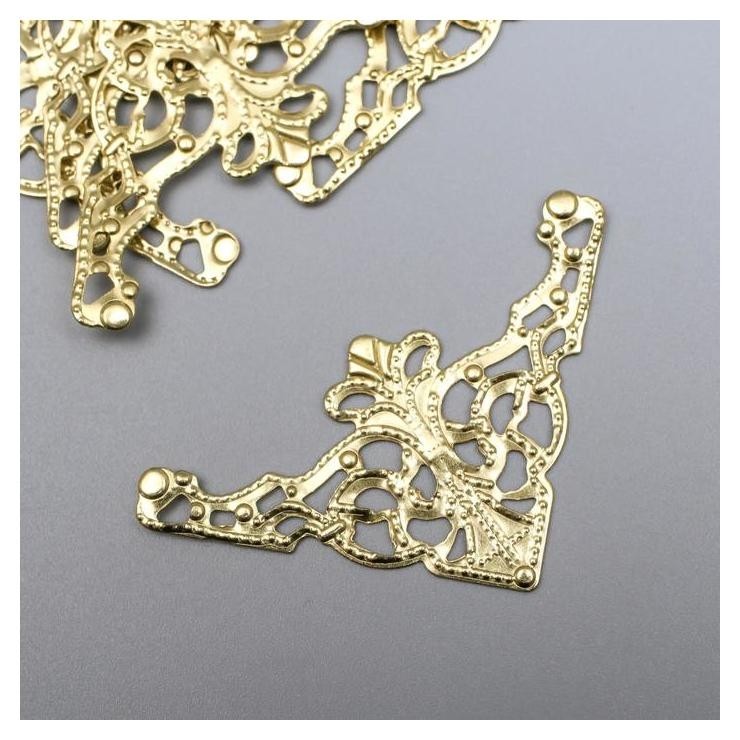 

Декор металлический "Узорный уголок" набор 6 шт золото 3,5х3,5 см, Золотистый