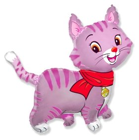 Шар фольгированный 30" «Кошечка с шарфом», цвет розовый Flexmetal